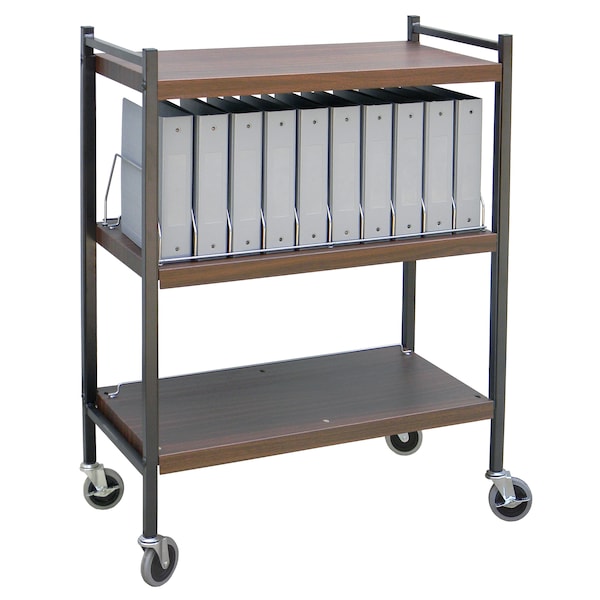 Std Vertical Open Chart Rack 3 Shelves 10 Binder Capacity in Woodgrain